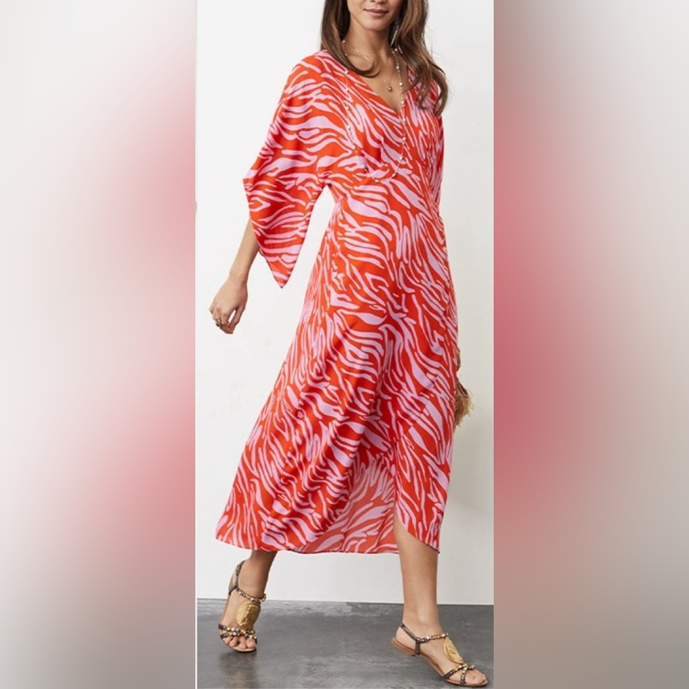 CAbi- Saunter Faux Wrap Dress. Size L.